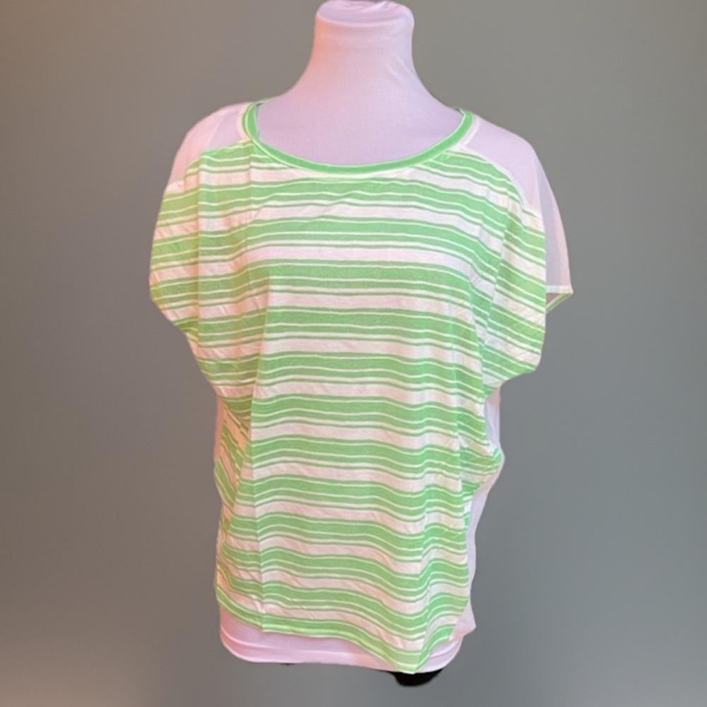 MINTY Neon Green Sheer Flowy Dress Shirt S